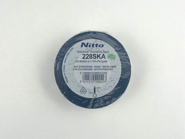Nitto Isolierband PVC 228 25mm x 20m schwarz - 228SKA2520 - Elektro ISO Tape - 0.19mmx25mmx20m - VDE Zeichen