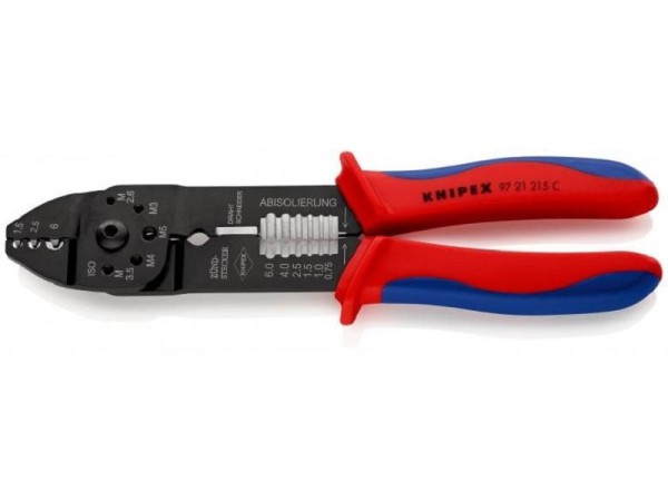 Knipex Universal-Crimpzange für Kabelschuhe und Kabelverbinder 230mm - 97 21 215 C - 0,5-6,0mm² Dorn-Crimp