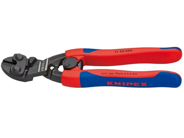 Knipex Kompakt-Bolzenschneider CoBolt 200mm - 71 22 200 - Kraft-Seitenschneider gewinkelt