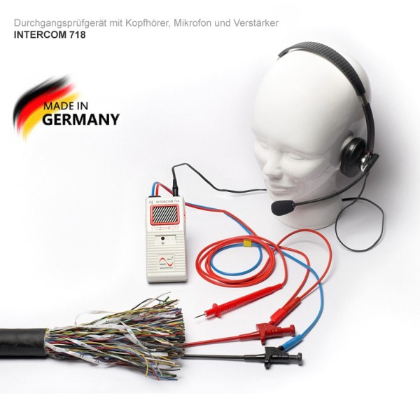 Taco-Nauert INTERCOM 718 Kabelader-Prüfgerät (einzeln) - 0361 - Durchgangsprüfgerät mit Kopfhörer Mikrofon und Verstärker