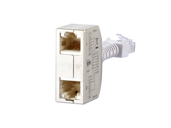 Metz Connect BTR Cable sharing Adapter pnp 2 - 130548-02-E - Y-Adapter für Netzwerk Fast Ethernet Telefon ISDN - Kabel-Splitter