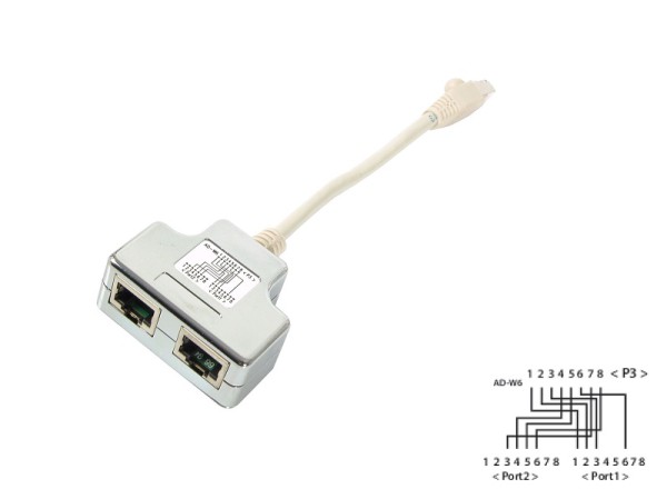 Y-Anschlussverdoppler Cat.5e / ISDN 0,2m - T-Adapter für 1x Ethernet 1x ISDN - Cablesharing - ADKETHISDN-0.2GR - Kabel-Splitter