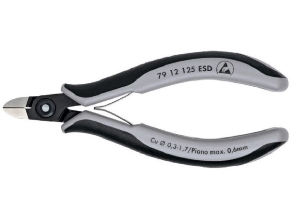Knipex ESD Präzisions-Elektronik-Seitenschneider 125mm - 79 12 125 ESD - Präzisionszange mit sehr kleiner Facette