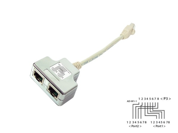 Y-Anschlussverdoppler ISDN 0,2m - T-Adapter für 2x ISDN - Cablesharing - ADKISDNISDN-0.2GR - ISDN-Splitter